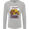 I Crushed 100 Days of School Monster Truck Mens Long Sleeve T-Shirt Sports Grey