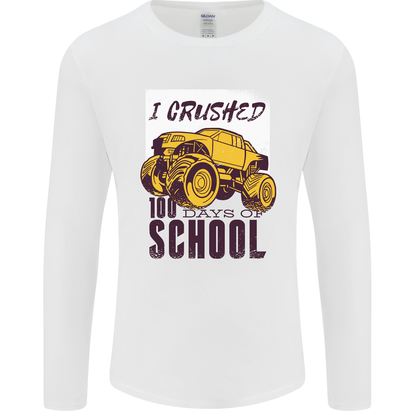 I Crushed 100 Days of School Monster Truck Mens Long Sleeve T-Shirt White