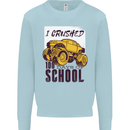 I Crushed 100 Days of School Monster Truck Mens Sweatshirt Jumper Light Blue