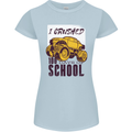 I Crushed 100 Days of School Monster Truck Womens Petite Cut T-Shirt Light Blue