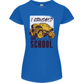 I Crushed 100 Days of School Monster Truck Womens Petite Cut T-Shirt Royal Blue
