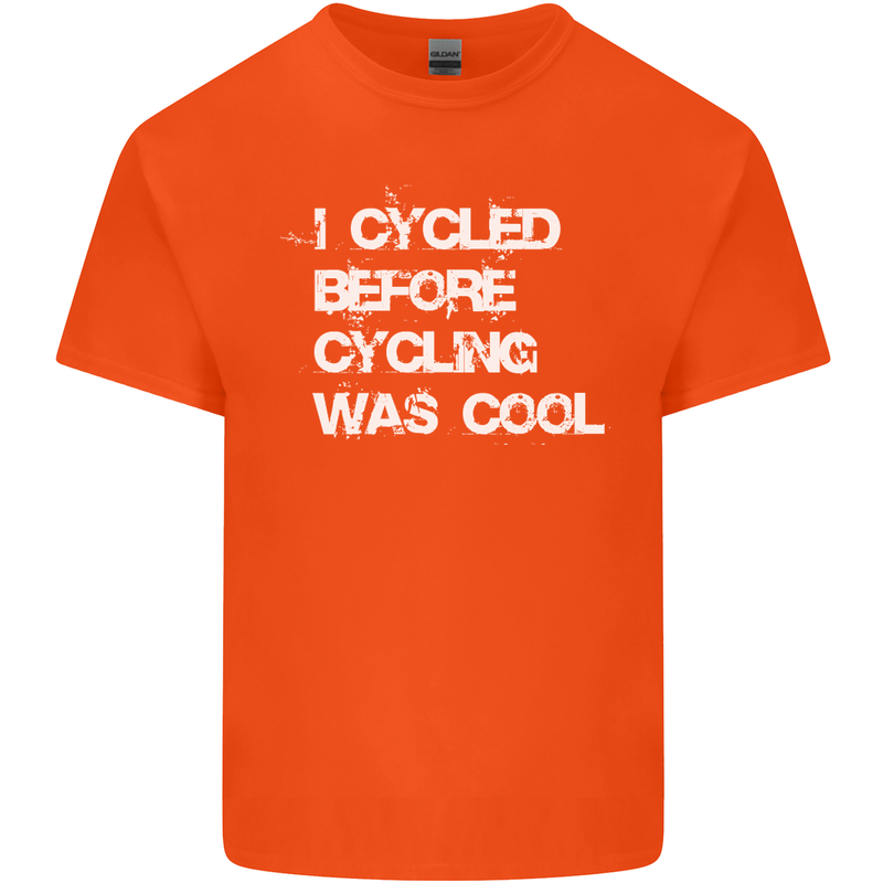 I Cycled Before Cycling was Cool Cycling Mens Cotton T-Shirt Tee Top Orange