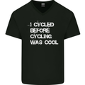 I Cycled Before Cycling was Cool Cycling Mens V-Neck Cotton T-Shirt Black