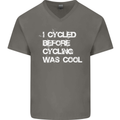 I Cycled Before Cycling was Cool Cycling Mens V-Neck Cotton T-Shirt Charcoal