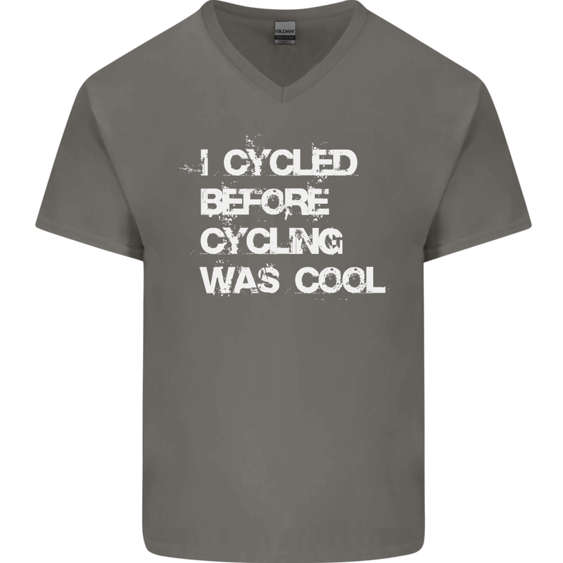 I Cycled Before Cycling was Cool Cycling Mens V-Neck Cotton T-Shirt Charcoal