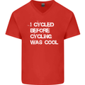 I Cycled Before Cycling was Cool Cycling Mens V-Neck Cotton T-Shirt Red