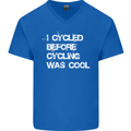 I Cycled Before Cycling was Cool Cycling Mens V-Neck Cotton T-Shirt Royal Blue