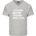 I Cycled Before Cycling was Cool Cycling Mens V-Neck Cotton T-Shirt Sports Grey