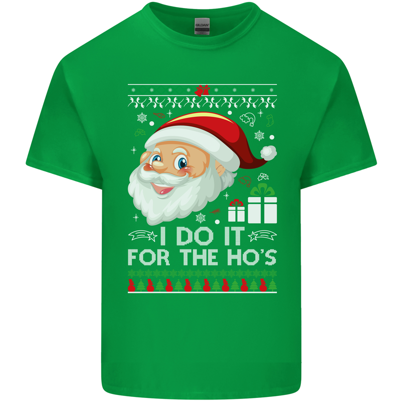 I Do It For the Ho's Funny Christmas Xmas Mens Cotton T-Shirt Tee Top Irish Green