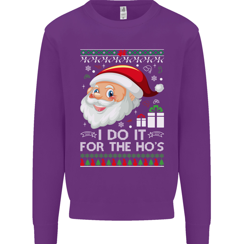 I Do It For the Ho's Funny Christmas Xmas Mens Sweatshirt Jumper Purple