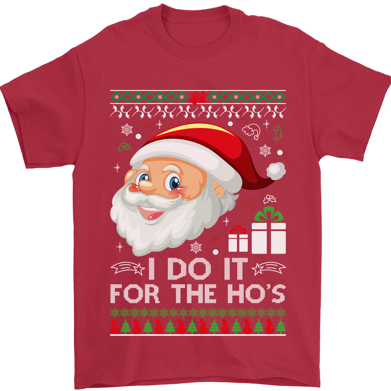 I Do It For the Ho's Funny Christmas Xmas Mens T-Shirt Cotton Gildan Red