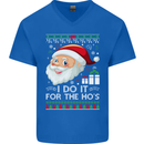 I Do It For the Ho's Funny Christmas Xmas Mens V-Neck Cotton T-Shirt Royal Blue
