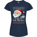 I Do It For the Ho's Funny Christmas Xmas Womens Petite Cut T-Shirt Navy Blue