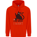 I Do What I Want Funny Cat Childrens Kids Hoodie Bright Red