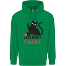 I Do What I Want Funny Cat Childrens Kids Hoodie Irish Green
