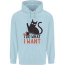 I Do What I Want Funny Cat Childrens Kids Hoodie Light Blue