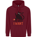 I Do What I Want Funny Cat Childrens Kids Hoodie Maroon