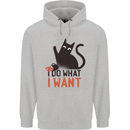 I Do What I Want Funny Cat Childrens Kids Hoodie Sports Grey