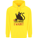 I Do What I Want Funny Cat Childrens Kids Hoodie Yellow