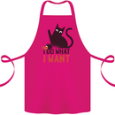 I Do What I Want Funny Cat Cotton Apron 100% Organic Pink