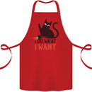 I Do What I Want Funny Cat Cotton Apron 100% Organic Red