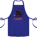 I Do What I Want Funny Cat Cotton Apron 100% Organic Royal Blue