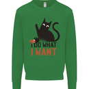I Do What I Want Funny Cat Kids Sweatshirt Jumper Irish Green