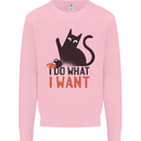 I Do What I Want Funny Cat Kids Sweatshirt Jumper Light Pink