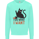 I Do What I Want Funny Cat Kids Sweatshirt Jumper Peppermint