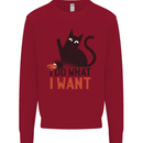 I Do What I Want Funny Cat Kids Sweatshirt Jumper Red