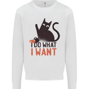 I Do What I Want Funny Cat Kids Sweatshirt Jumper White