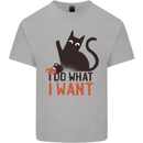 I Do What I Want Funny Cat Kids T-Shirt Childrens Sports Grey