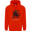 I Do What I Want Funny Cat Mens 80% Cotton Hoodie Bright Red