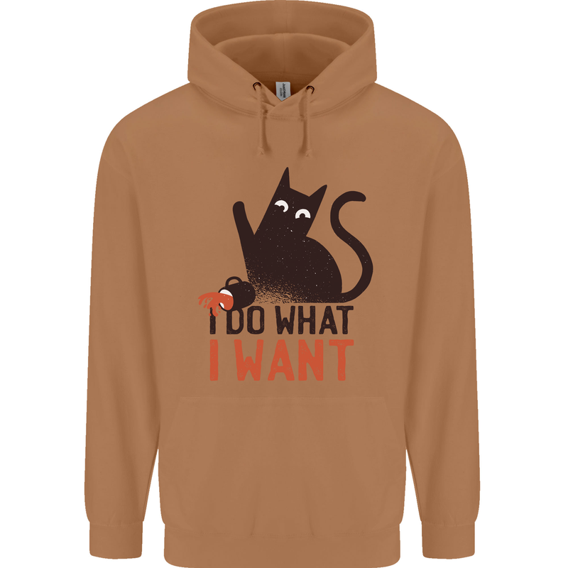 I Do What I Want Funny Cat Mens 80% Cotton Hoodie Caramel Latte