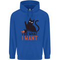 I Do What I Want Funny Cat Mens 80% Cotton Hoodie Royal Blue