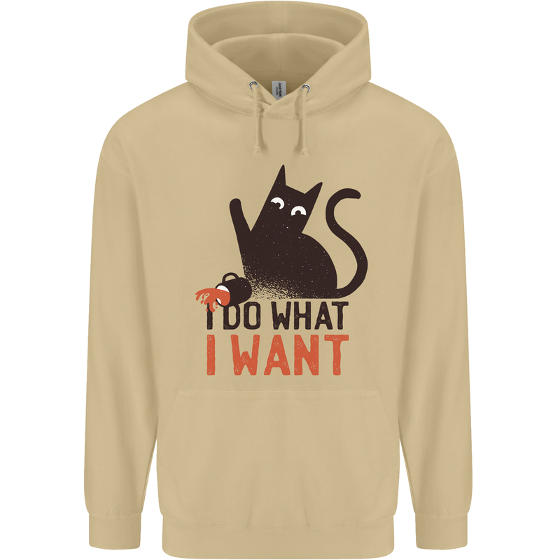 I Do What I Want Funny Cat Mens 80% Cotton Hoodie Sand