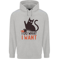 I Do What I Want Funny Cat Mens 80% Cotton Hoodie Sports Grey