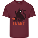 I Do What I Want Funny Cat Mens Cotton T-Shirt Tee Top Maroon