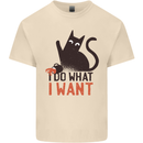 I Do What I Want Funny Cat Mens Cotton T-Shirt Tee Top Natural