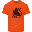 I Do What I Want Funny Cat Mens Cotton T-Shirt Tee Top Orange