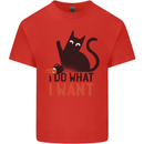 I Do What I Want Funny Cat Mens Cotton T-Shirt Tee Top Red