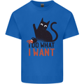 I Do What I Want Funny Cat Mens Cotton T-Shirt Tee Top Royal Blue