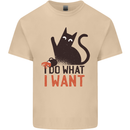 I Do What I Want Funny Cat Mens Cotton T-Shirt Tee Top Sand