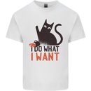 I Do What I Want Funny Cat Mens Cotton T-Shirt Tee Top White