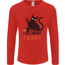 I Do What I Want Funny Cat Mens Long Sleeve T-Shirt Red