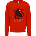 I Do What I Want Funny Cat Mens Sweatshirt Jumper Bright Red