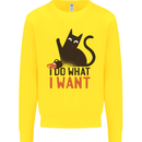 I Do What I Want Funny Cat Mens Sweatshirt Jumper Yellow