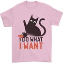 I Do What I Want Funny Cat Mens T-Shirt 100% Cotton Light Pink