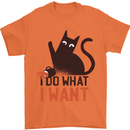 I Do What I Want Funny Cat Mens T-Shirt 100% Cotton Orange
