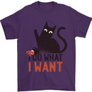 I Do What I Want Funny Cat Mens T-Shirt 100% Cotton Purple